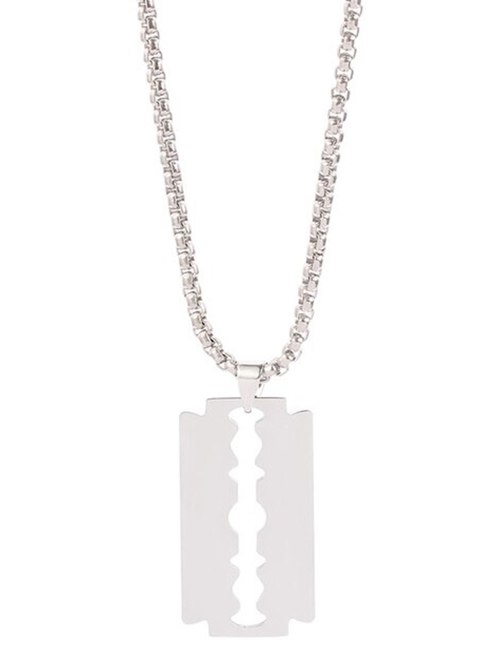 Silver-Tone Razor Blade Pendant Necklace
